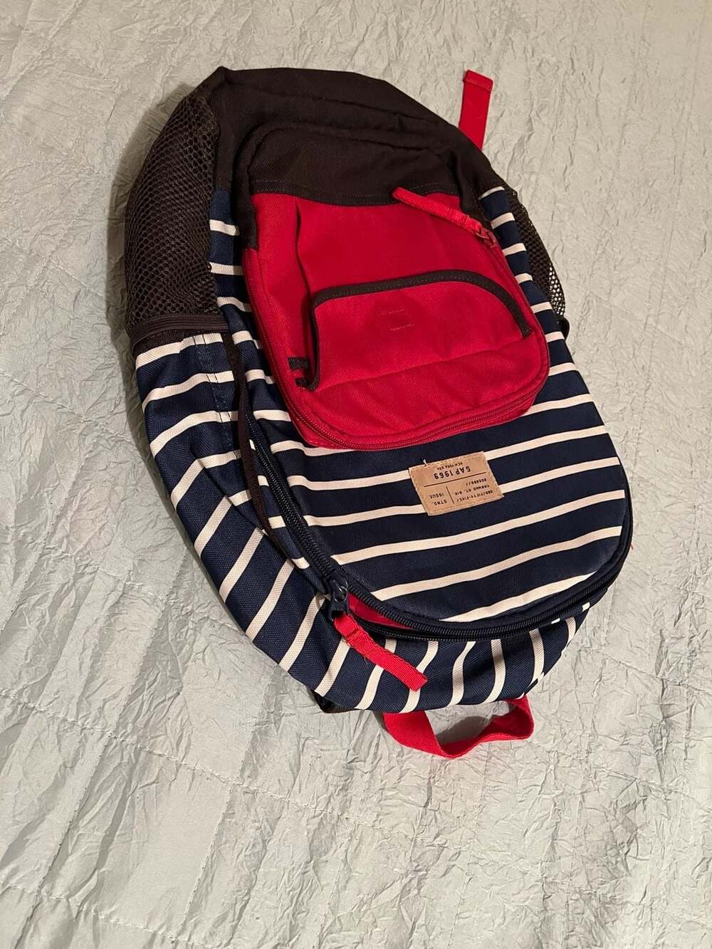 Gap 1969 Collection Backpack Navy Blue Red White Stripe